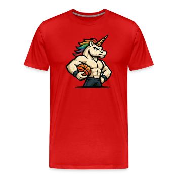 Cerceaux de licorne arc-en-ciel - T-shirt bio Premium Homme - rouge - Devant - Damien (186cm)