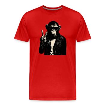 Chimp Rebel Peace Sign Leather - Men's Premium Organic T-Shirt - red - Front - Damien (186cm)
