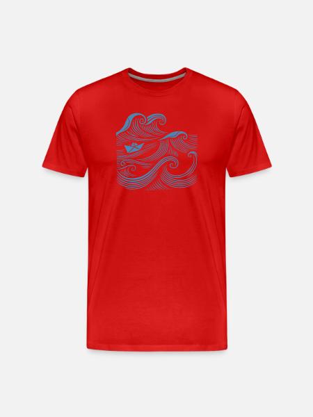 Ship Waves Sea Sailing - Men's Premium Organic T-Shirt - red