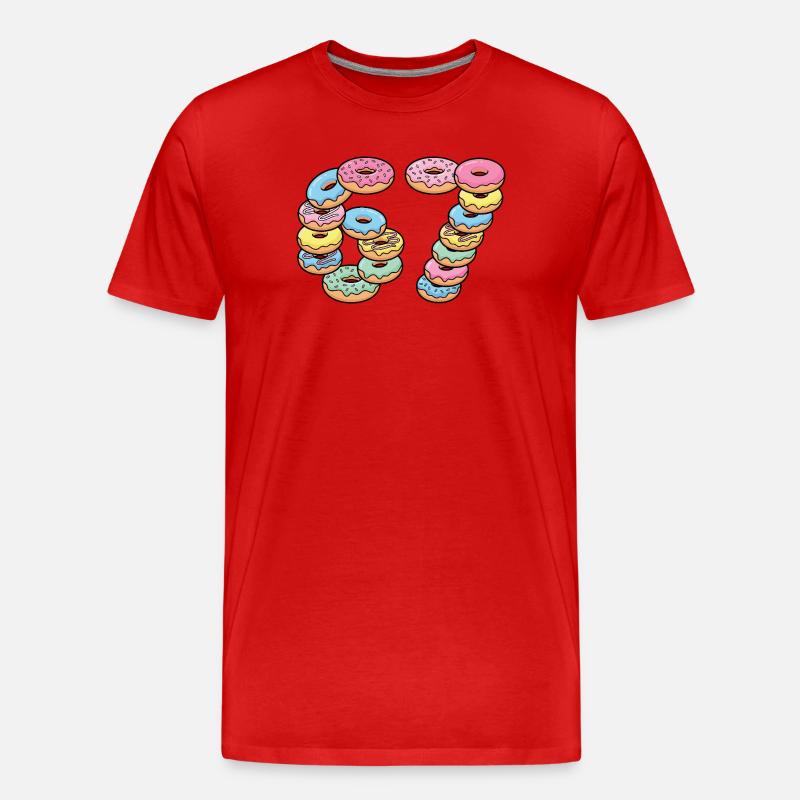 Pastel Donut Stack 67 Pattern - Men's Premium Organic T-Shirt - red