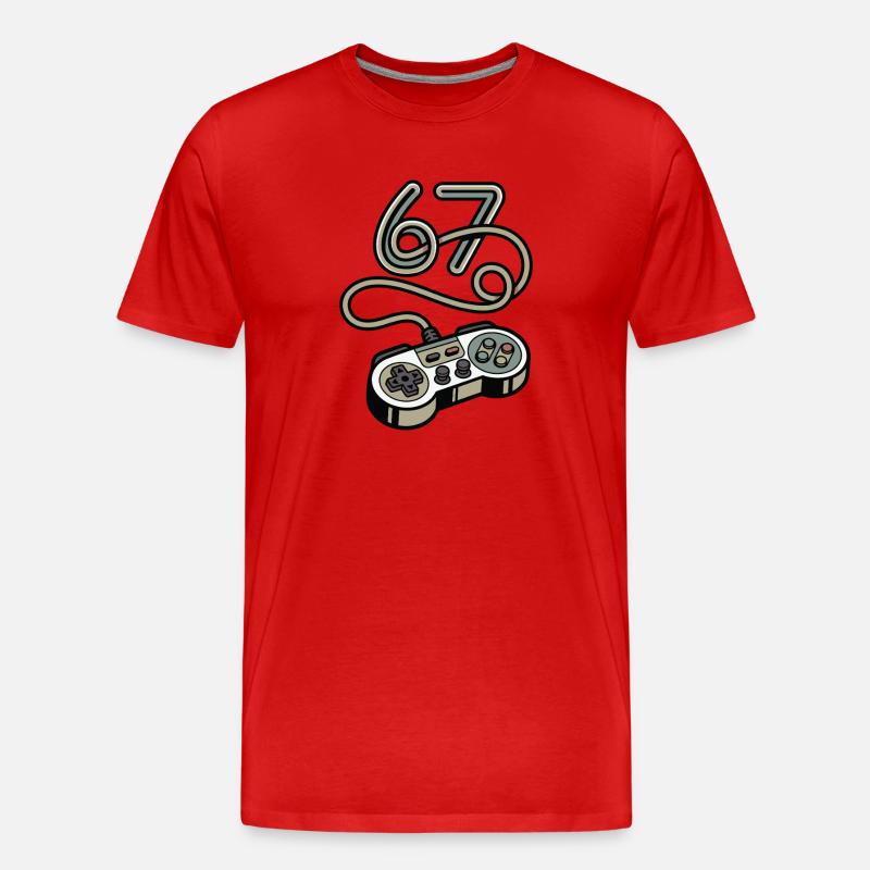 Retro Neon Controller Art 67 - Männer Premium Bio T-Shirt - Rot