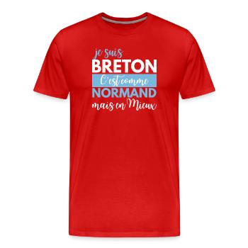 Breton humour, it's like Norman but better - Men's Premium Organic T-Shirt - red - Front - Damien (186cm)