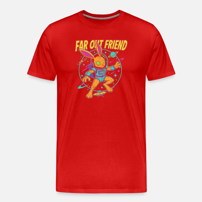 Far Out Bunny Weltraum - Männer Premium Bio T-Shirt - Rot