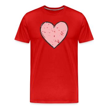 Zartes Pinkes Herz - Männer Premium Bio T-Shirt - Rot - Vorne - Damien (186cm)