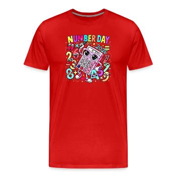 Nummerntag Kawaii-Rechner Tag 2026 - Männer Premium Bio T-Shirt - Rot - Vorne - Damien (186cm)