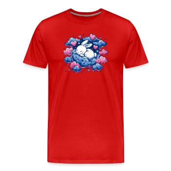 Mondtraum Häschen auf Wolkenherz - Männer Premium Bio T-Shirt - Rot - Vorne - Damien (186cm)