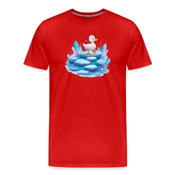 Piste de canard sur glace avec des cristaux - T-shirt bio Premium Homme - rouge - Devant - Damien (186cm)