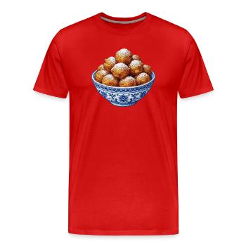 Oliebollen im bestickten Look (gedruckt) - Männer Premium Bio T-Shirt - Rot - Vorne - Damien (186cm)