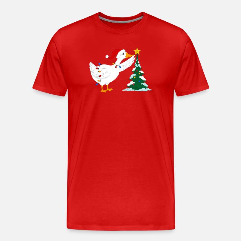 Gans und Weihnachtsbaum - Männer Premium Bio T-Shirt - Rot