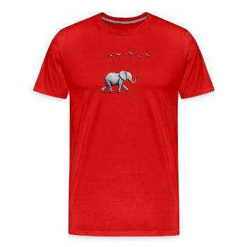 Little Elephant with Birds – Delicate Illustration - Men's Premium Organic T-Shirt - red - Front - Damien (186cm)