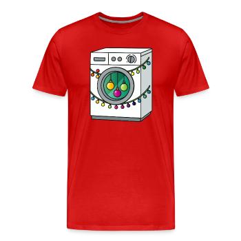 Weihnachtliche Waschmaschine mit Lichterkette - Männer Premium Bio T-Shirt - Rot - Vorne - Damien (186cm)