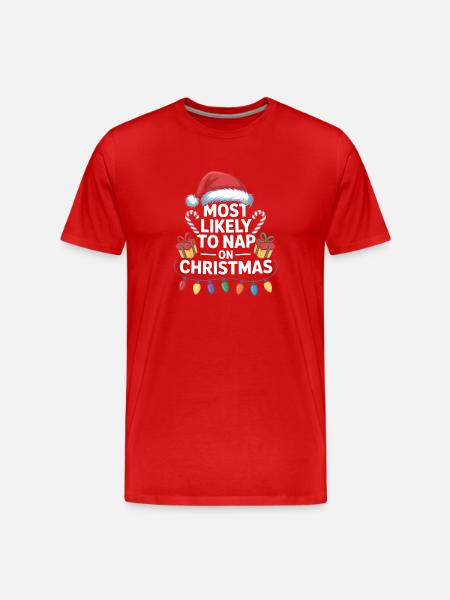 Most Likely To Nap Xmas - Men's Premium Organic T-Shirt - red