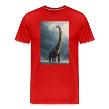 Dawn Sauropod im Nebel - Männer Premium Bio T-Shirt - Rot - Vorne - Damien (186cm)