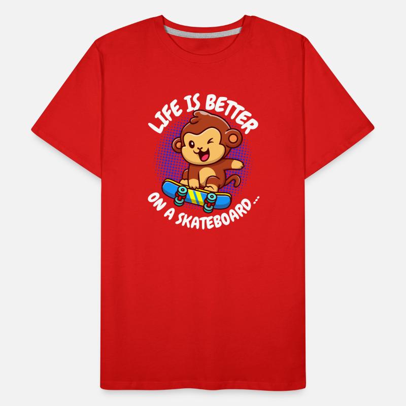 Life Is Better Skateboard Affe Monkey Männer Premium Bio T-Shirt