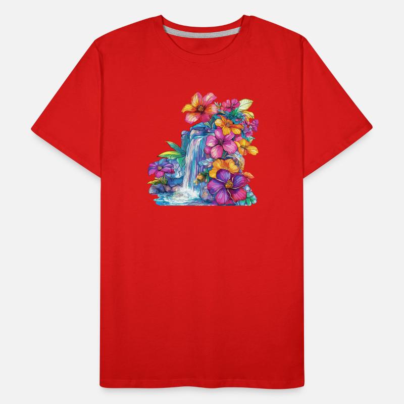 Cascade de fleurs à la cascade T-shirt bio Premium Homme