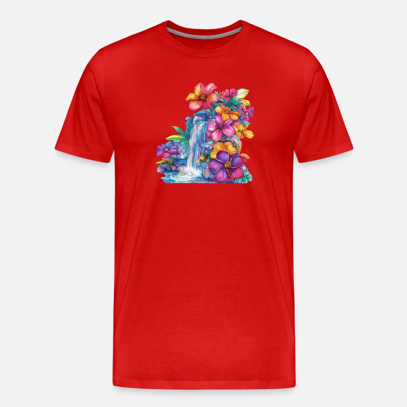 Cascade de fleurs à la cascade - T-shirt bio Premium Homme - rouge