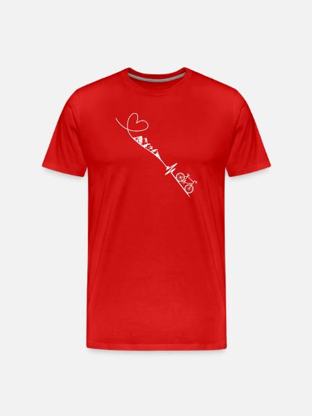 Fahrrad Berge Heartbeat - Männer Premium Bio T-Shirt - Rot