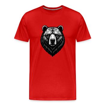 Bärenkopf Strichzeichnung Schwarzweiß - Männer Premium Bio T-Shirt - Rot - Vorne - Damien (186cm)