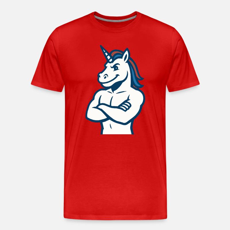 Selbstbewusstes Einhorn-Maskottchen Starkes Sportdesign - Männer Premium Bio T-Shirt - Rot