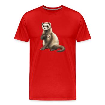 Frettchen Ich liebe Papa-Herz-Grafik - Männer Premium Bio T-Shirt - Rot - Vorne - Damien (186cm)
