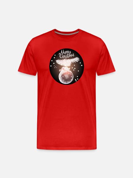 Weihnachtskugel mit Tannenzweig - Männer Premium Bio T-Shirt - Rot