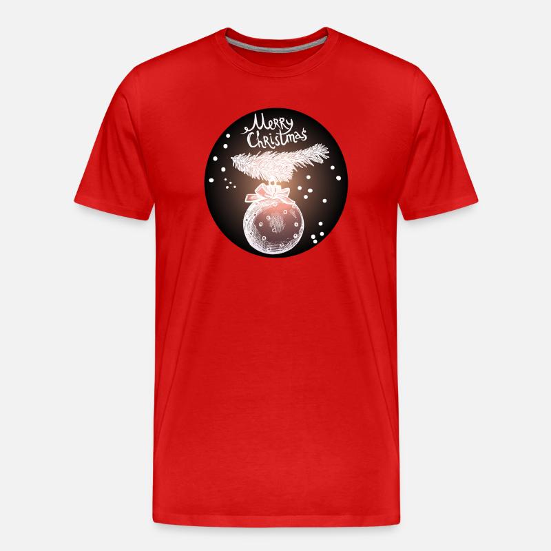 Weihnachtskugel mit Tannenzweig - Männer Premium Bio T-Shirt - Rot