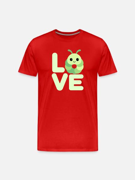 Papillon Chenille Amour - T-shirt bio Premium Homme - rouge