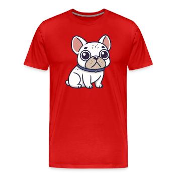 White Bulldog Cartoon Necklace - Men's Premium Organic T-Shirt - red - Front - Damien (186cm)
