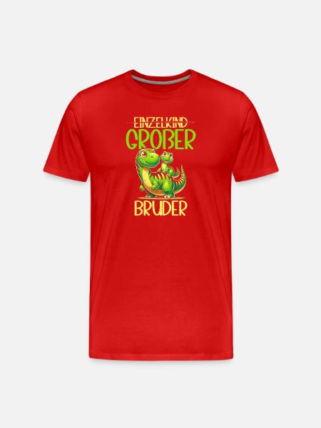 Big Brother Dinosaur Dino Sibling Motif - Men's Premium Organic T-Shirt - red