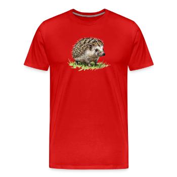 Watercolor Hedgehog in the Grass - Men's Premium Organic T-Shirt - red - Front - Damien (186cm)