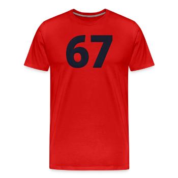 6 7 – Flemish Youth Word Design - Men's Premium Organic T-Shirt - red - Front - Damien (186cm)