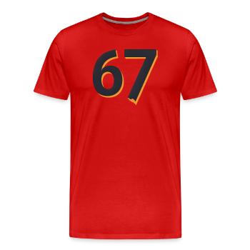 6 7 – Flämische Jugendwortgestaltung - Männer Premium Bio T-Shirt - Rot - Vorne - Damien (186cm)