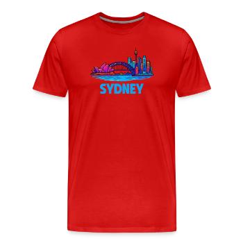 Sydney Skyline - T-shirt bio Premium Homme - rouge - Devant - Damien (186cm)