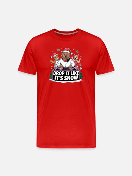 DJ Bären Weihnachtsparty - Männer Premium Bio T-Shirt - Rot