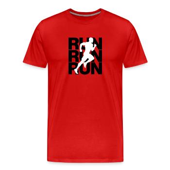 Run Run Run – immer in Bewegung, Läufer, laufen - Männer Premium Bio T-Shirt - Rot - Vorne - Damien (186cm)