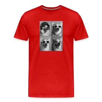 Corgi Dogs Collage Four Portraits - Men's Premium Organic T-Shirt - red - Front - Damien (186cm)
