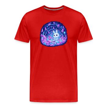 Magie du Lapin de la Grotte des Lumières - T-shirt bio Premium Homme - rouge - Devant - Damien (186cm)