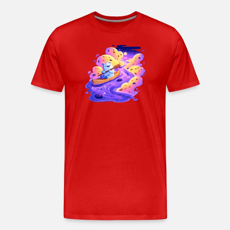 Panda Bootsfahrt im Lila Strudel - Männer Premium Bio T-Shirt - Rot