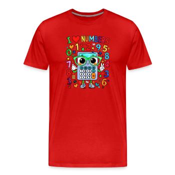 J’adore le calculateur de chiffres - T-shirt bio Premium Homme - rouge - Devant - Damien (186cm)