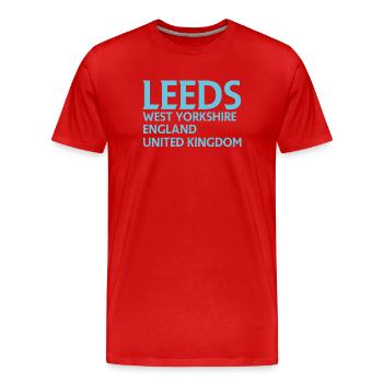 Leeds – England Liedtextdesign - Männer Premium Bio T-Shirt - Rot - Vorne - Damien (186cm)