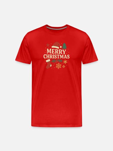Joyeux Noël Lettres rétro - T-shirt bio Premium Homme - rouge