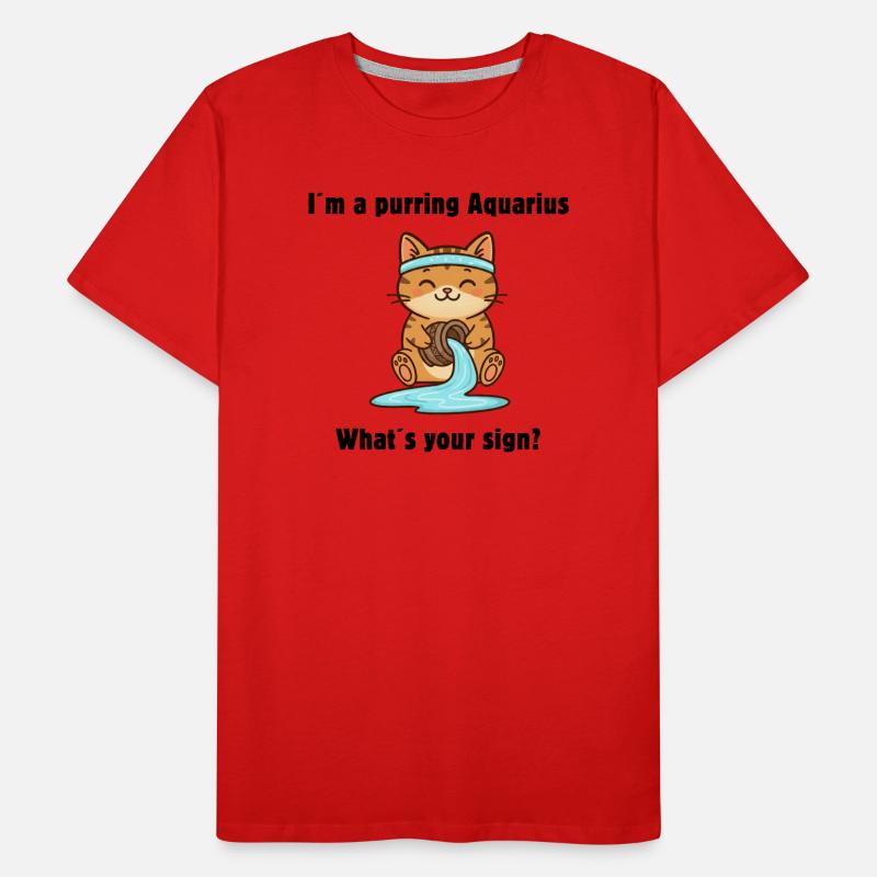 Süße Wassermann Katze – Sternzeichen mit Herz Männer Premium Bio T-Shirt