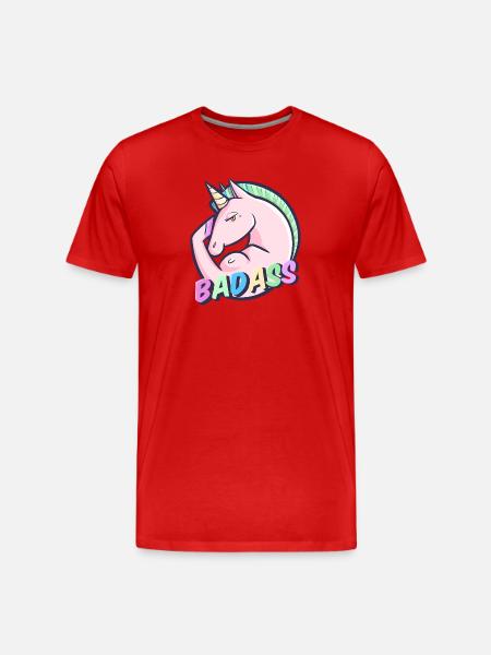 Cooler Pastell-Einhorn-Regenbogen - Männer Premium Bio T-Shirt - Rot