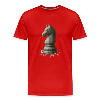 Low Poly Schach Springer Design - Männer Premium Bio T-Shirt - Rot - Vorne - Damien (186cm)