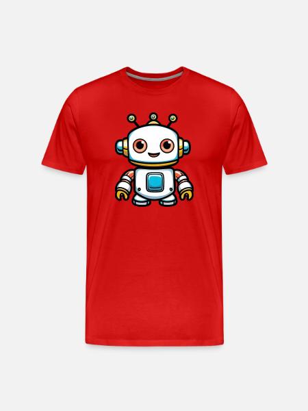 Kleiner Roboheld Cartoon - Männer Premium Bio T-Shirt - Rot
