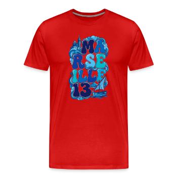 Marseille 13 Bouches du Rhône PACA Bonne Mère - Men's Premium Organic T-Shirt - red - Front - Damien (186cm)