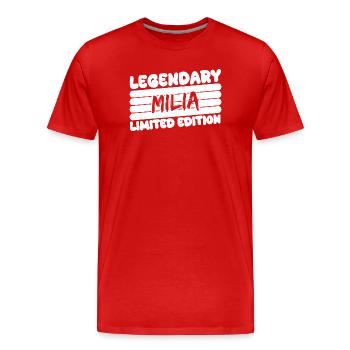 Nom Milia - T-shirt bio Premium Homme - rouge - Devant - Damien (186cm)