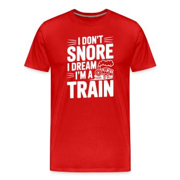 Je ne ronfle pas, je rêve que je suis un train - T-shirt bio Premium Homme - rouge - Devant - Damien (186cm)
