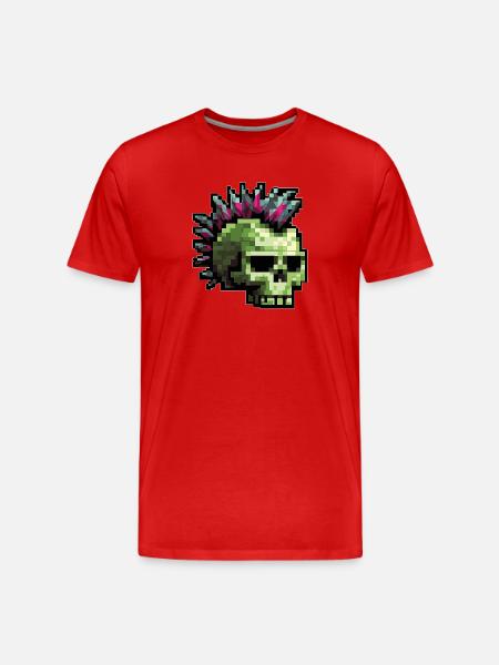 Pixel Punk Skull - Men's Premium Organic T-Shirt - red