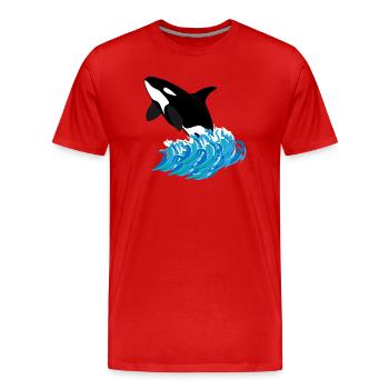 Orca-Druck - Männer Premium Bio T-Shirt - Rot - Vorne - Damien (186cm)